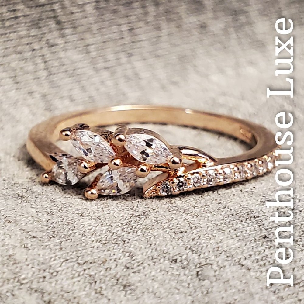 FINAL RESTOCK!! Rose Gold Dainty Marquise Leaf & Branch Ring - Picture 4 of 7